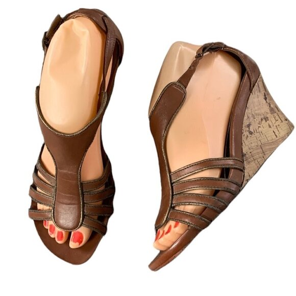 Mossimo Strappy Brown Cork Gladiator Wedge Sandal Sz 7-1/2 M #136N - Picture 4 of 8
